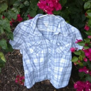 Blouse short sleeve plaid